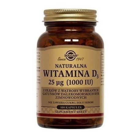 SOLGAR Witamina D3 25 µg (1000 IU)