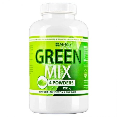 GREEN MIX 4W1 SPIRULINA CHLORELLA MŁODY JĘCZMIEŃ MATCHA 150G MYVITA