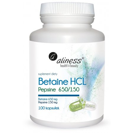 Aliness Betaine HCL, Pepsyna 650 / 150 mg - 100 kapsułek