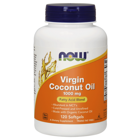 Coconut Oil Virgin (Olej z kokosa) 1000mg 120 kaps. Now foods