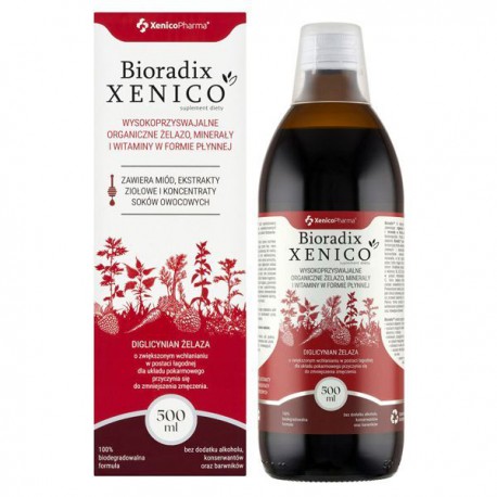 Bioradix Xenico - Organiczne żelazo, witaminy i minerały w formie płynnej 500 ml